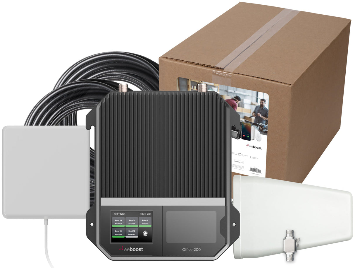 weBoost Office 200 Signal Booster (50 Ohm) - Yagi outside antenna and Panel inside antenna system