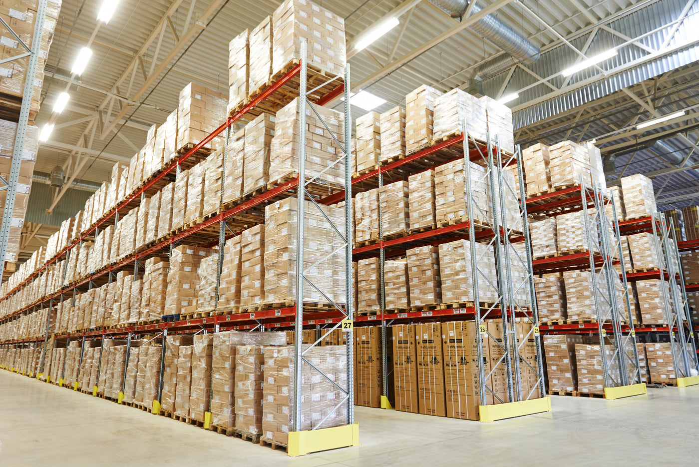 Commercial warehouse interior with pallet racking
