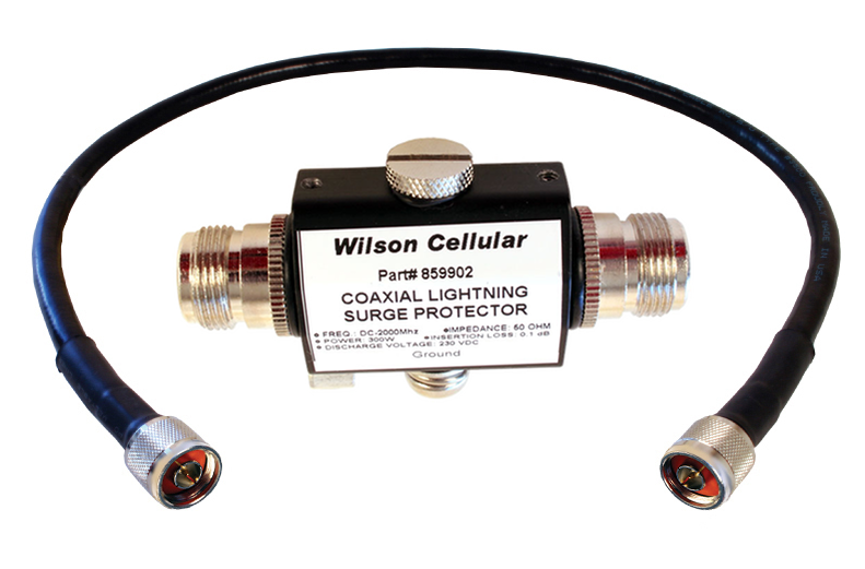 Lightning Surge Protector with 2' Ultra Low Loss Coax Cable