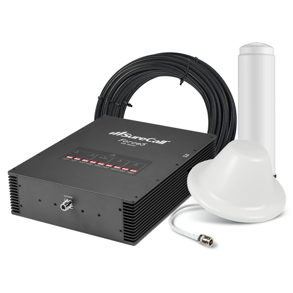 SureCall Force5 2.0 Omni/Ultra-Thin Dome (1) Signal Booster Kit with Plenum Cable