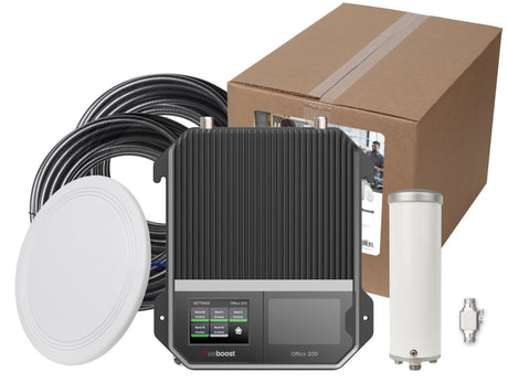 weBoost Office 200 Signal Booster (50 Ohm) - Omni outside antenna and Low-Profile Dome inside antenna system