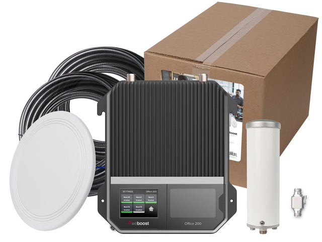 weBoost Office 200 Signal Booster (50 Ohm) - Omni outside antenna and Low-Profile Dome inside antenna system