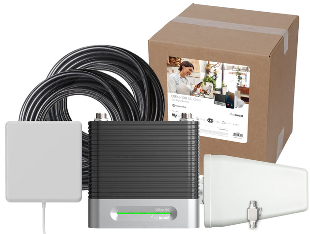 weBoost Office 100 Signal Booster (50 Ohm) - Yagi outside antenna and Panel inside antenna system