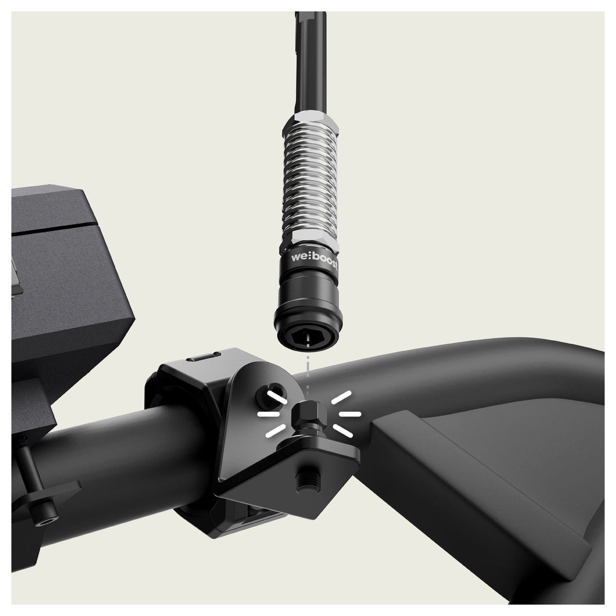 weBoost SxS quick release seated on a roll cage bar